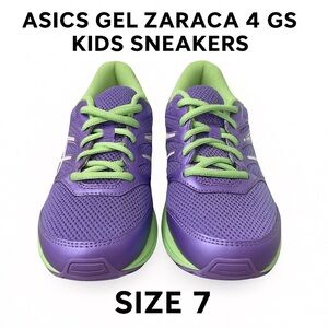 ASICS Gel Zaraca 4 GS Kids Running Sneakers | Purple & Green | Size 7